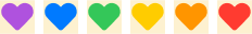 A row of rainbow hearts.